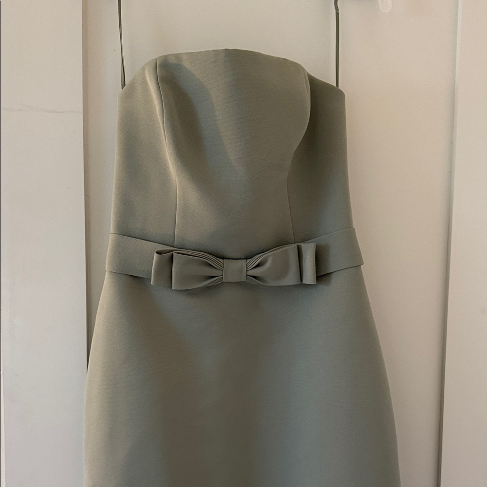 Amsale Callista Strapless Dress with Bow in Sage
